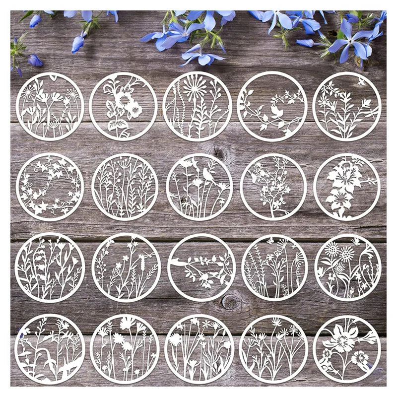 Round Style Wildflower Stencils Painting Template DIY Diaries and Notebooks Flower Drawing Stencils