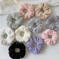 Winter New Fluffy Plush Hair Scrunchies for Ladies Elastic Hairbands Flannel Solid Color Hair Ties Wholesale