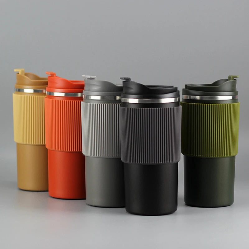 Travel Grip Car Insulated Cups Portable Custom Coffee Mugs with Logo with Leakproof Lid Vacuum Double Wall Stainless Steel 450ML