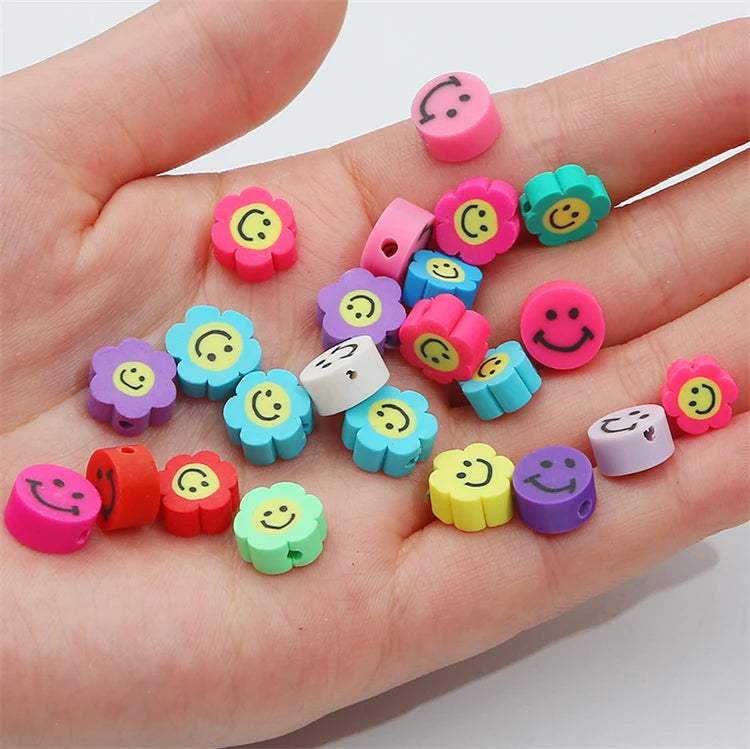 Soft Clay Beaded Bohemia Bracelet Accessories Multicolor Sun Flower Wholesale Polymer Clay Beads Round