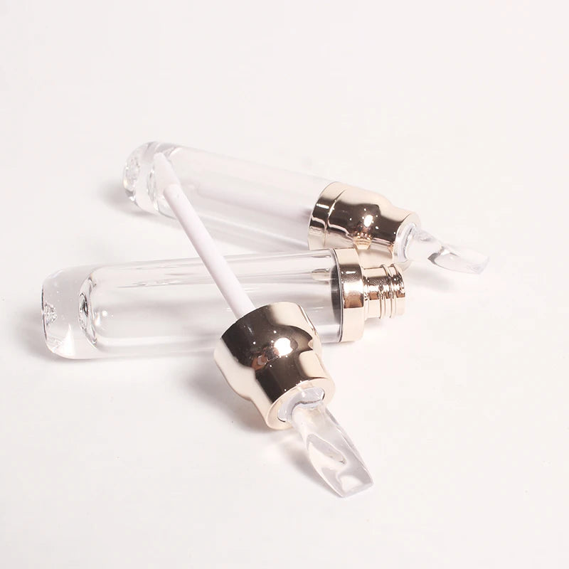 Yueshunxing 8 to 9ml Rose Gold Transparent Unique Shape Empty Lip Gloss Packaging
