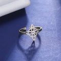 Witch Knot Stainless Steel Ring Adjustable Open Finger Rings Vintage Witchcraft Wicca Amulet Jewelry for Women