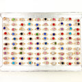 Wholesale Mixed Crystal Rings Zircon Rhinestone Tail Finger Rings Colorful Shiny Party Jewelry for Women Girls