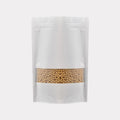 Recyclable White Kraft Paper Bag Stand Pouch with Transparent Window Zipper Factory Wholesaled Food Packaging for Sugar