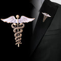 Luxury Fashion Rhinestone Brooches for Men Angel Wings Brooch Broches Double Snake Shape Pins Nurse Doctor Brooch for Men Women