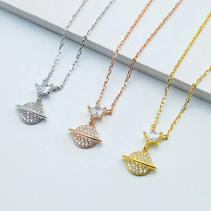 Fashionable Pure Silver Necklace Earth Pendant Fine Necklace Wholesale Jewelry