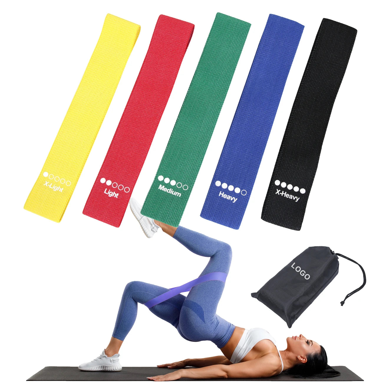 Non Slip Training Gym Fitness Workout Fabric Mini Loop Resistance Bands Set