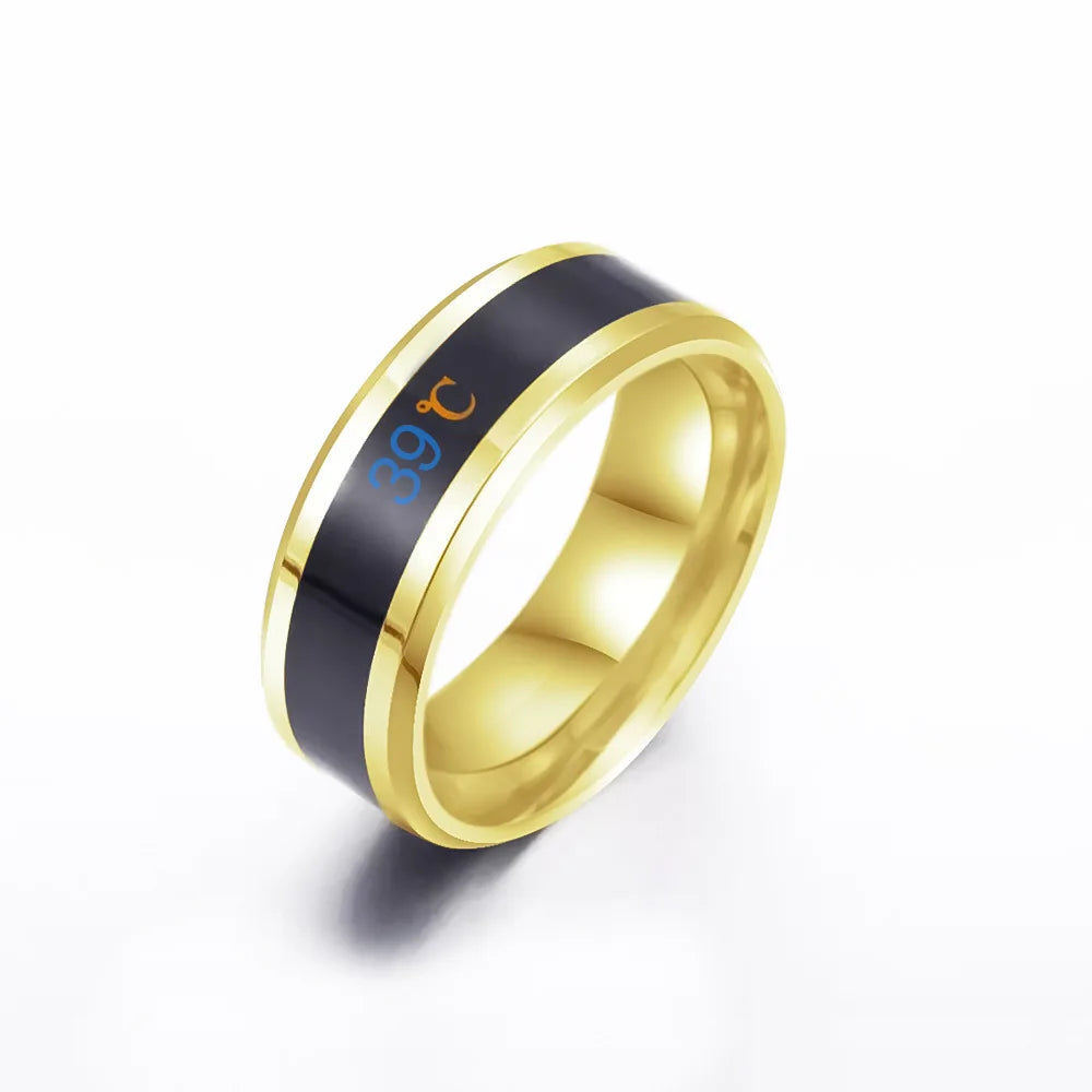 Popular Stainless Steel  Intelligent Temperature Changing Jewelry Smart Temperature Ring Mood Temperature Sensing Couple Ring