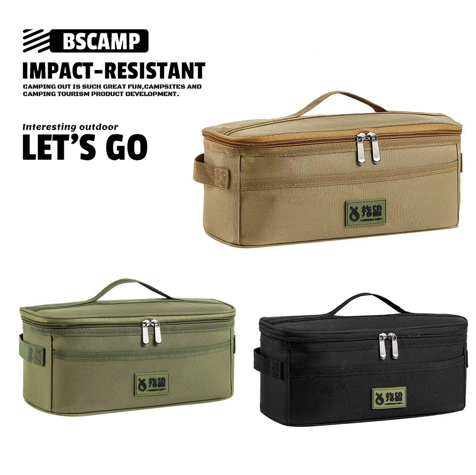 Portable Anti-Collision Storage Bag for Outdoor Camping Tableware Multifunctional Kitchenware Bowl Chopsticks Lamp for Hiking