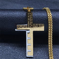 Wholesale New High Quality Stainless Steel Box Chain Punk Hip Hop Necklace Cross Pendant Necklace