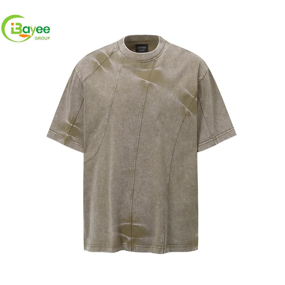 Custom Screen Print Tie Dye Blank Oversized T Shirt Stonewashed Plain Heavyweight Cotton Unisex Personalized T-Shirt