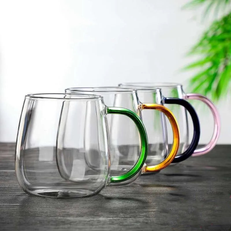 Custom High Quality Lead Free Crystal Glass Coffee & Tea Mugs with Transparent Handle Food Safe & Microwave Safe