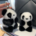 13cm Fashion Cute Design Cartoon Panda Plush Keychains Toys Stuffed Animal Toys Plush Fur Panda Doll Key Chains Gift Bag Pendant