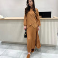 Boutique Wholesale 2025 Autumn New Fashionable Temperament Lace Up Shirt Pleated Skirt Women's Set