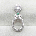 Sterling Silver 8*10mm Semi Mount Pendant Empty Frame Blank Support Setting S925 Base Holder Without Center Stone for DIY Inlay