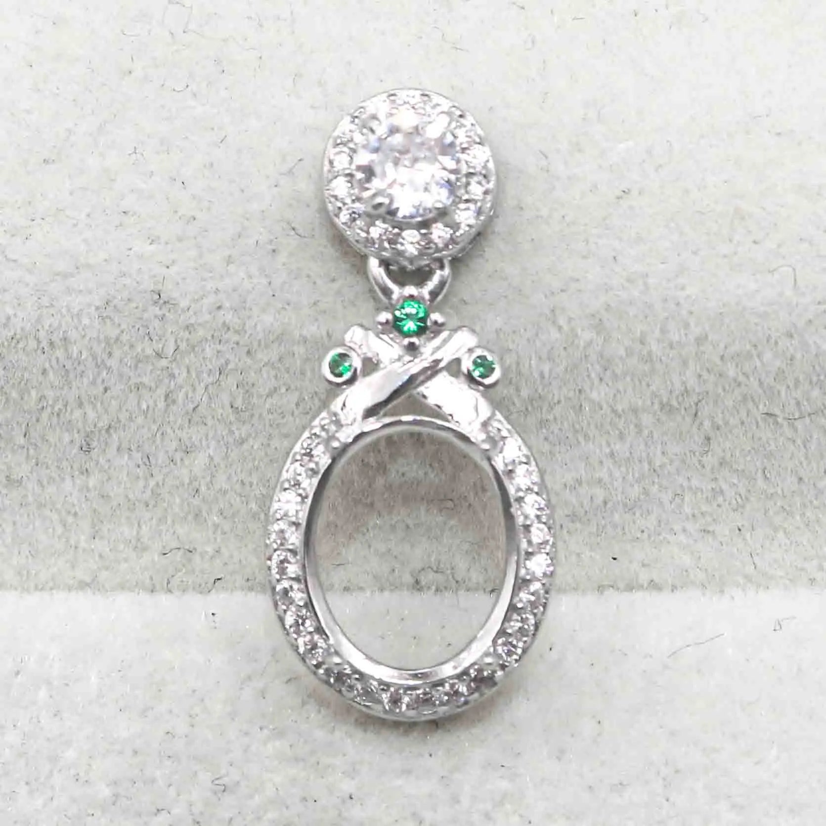 Sterling Silver 8*10mm Semi Mount Pendant Empty Frame Blank Support Setting S925 Base Holder Without Center Stone for DIY Inlay