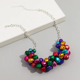 New Arrival Popular Holiday Colorful Mixed Metal Bells Choker Funny Designer Party Jewelry Christmas Necklace Gift for Women