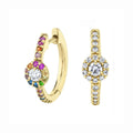 LOZRUNVE 925 Sterling Silver Gold Trendy New Design Black Clear Rainbow Diamond CZ Halo Huggie Earring Jewelry
