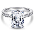 Accent Ring Princess Cut 8*10mm Claw Setting White Gold Plated Pure Silver Engagement Wedding Rings