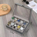 10 Slot Gray PU Leather Packaging  Stylish Watch Storage Display Case Collector Show Box