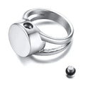 Custom Name Men Wear Silver Ashes Urn Keepsake Round Band Cremation Ring