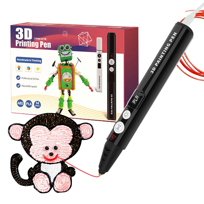 ABS/PLA Filament Christmas Birthday Gift Toys DIY 3D Pen Interactive 3D Printing Pen With LCD Display