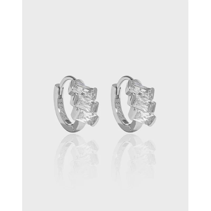 925 Sterling Silver Diamond Zircon Moissanite Earring Geometric Huggie Hoop Earrings Graceful Fashion Jewelry Earrings Women