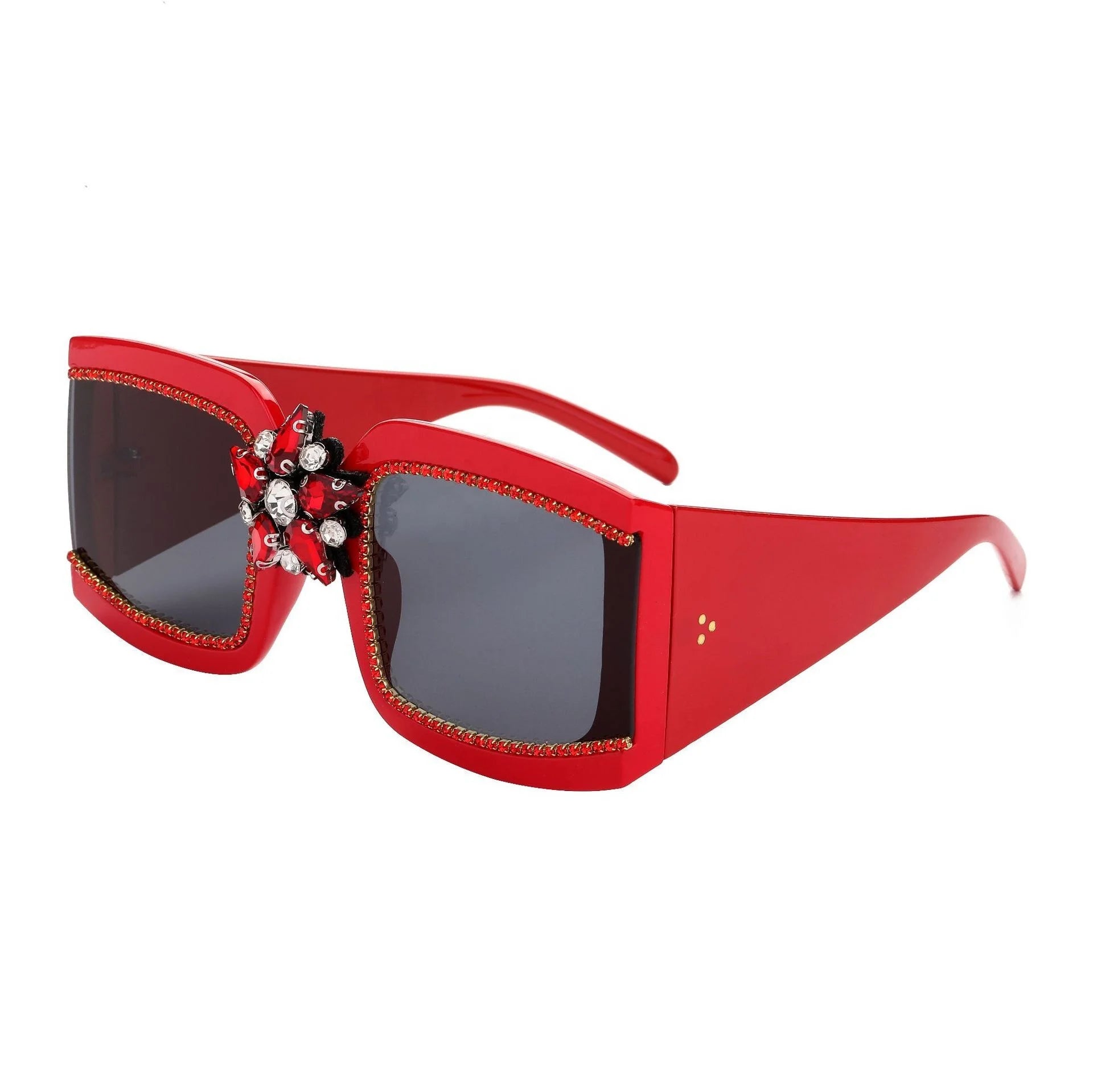 Luxury Bling Square Shape Sunshade Diamond Women Outdoor Sun Glasses Sunglasses 2021