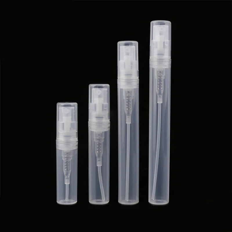 Free Sample Cheap Mini Empty Plastic Sample Perfume Spray Bottle clear White Black 2ml 3ml 5ml 8ml 10ml With Snap on Spray Pump