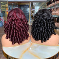 Raw Vietnamese Hair Cuticle Aligned Hair Human Hairstyle Woman 18 Inch 13X4 Full Front Wigs Spring Curl 99J Color Wholesale