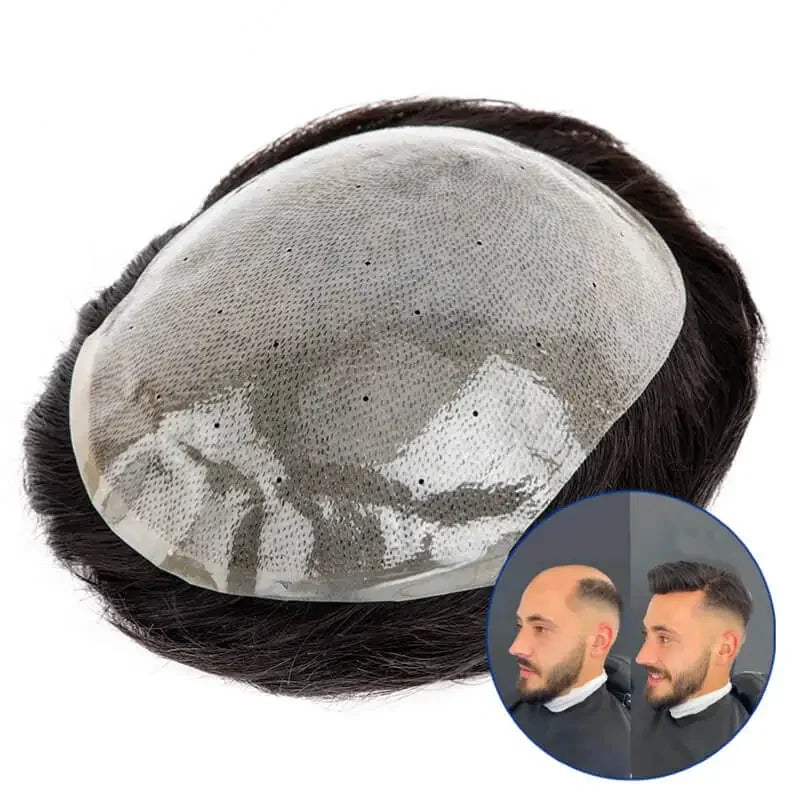 RU New Style Wholesale High Quality BIO PU Men Toupee Real Hair Wig for African American Men Human Hair Replacements for United