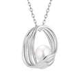 LULUFOCUS Fine Jewelry Luxury Design S925 Sterling Silver Rhodium Plated 6Mm White Pearl Circle Pendant Necklace