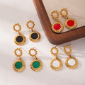 Fashionable Summer Vacation Style Round Personality Multicolor Stainless Steel Stud Earrings for Women
