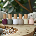 Unique 10ml Morandi-Colored Glass Roll-on Bottle with Real Bamboo Cap Essential Oils Bottle with Steel Roller Special Design