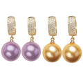 SC Fashion Gold Plated Zircon Huggie Earrings 2022 Elegant Temperament 12mm White Shell Pearl Drop Earrings for Women Gift