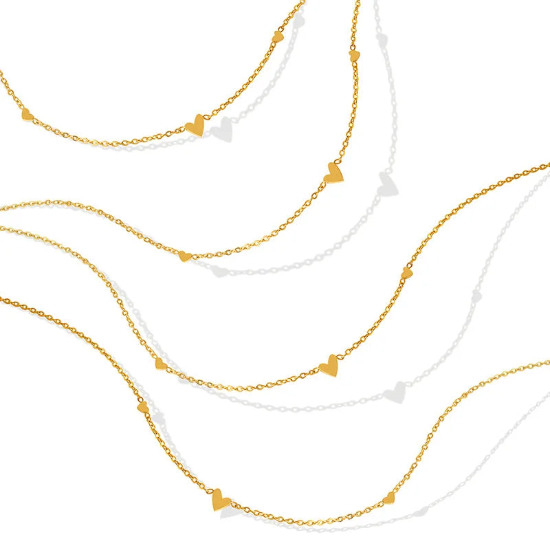 New Minimalist Small Love Design Pendant Necklace Stainless Steel 18K Gold Plated Chain Jewelry Tarnish Free for Girls