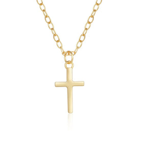 Fashion Fine Jewelry Waterproof 925 Sterling Silver Gold Plated Classic Design Small Cross Pendant Necklace for Women