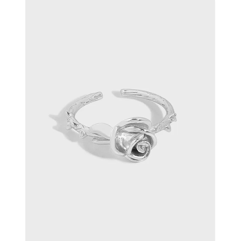 Unique Design Irregular 18K Gold Plated S925 Sterling Silver Rose Flower Cute Ring for Women JA570