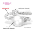 Natural Freshwater Pearls 925 Silver VVS Moissanite Ring Opening Adjustable Engagement Wedding Ring for Women Sparkling Jewelry