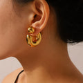 Zooying Spherical Stainless Steel  Earrings Hollow C-shaped Earrings Fashion Design Titanium Steel Earrings Women