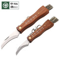 Bochen Big Size and Small Size Wood Handle Outdoor Camping Folding Keychain Hunting Hunter Mushroom Knife With Brush