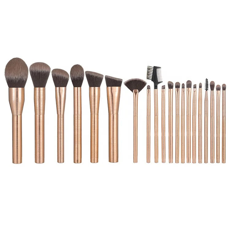 Lilywild 20pcs Wholesale Synthetic High Quality Private Label Luxury Rose Gold Professional Custom Make up Brush Set With Logo
