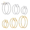 Ason Fashion Jewelry Stainless Steel 18k Gold Plated Hoop Earrings for Girls Hypoallergenic Hoops Women's Earrings Loop Earrings