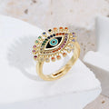 Fashion Butterfly Eyes  Rainbow Stone Rings Custom Cubic Zirconia Eternity Wedding Band Rings