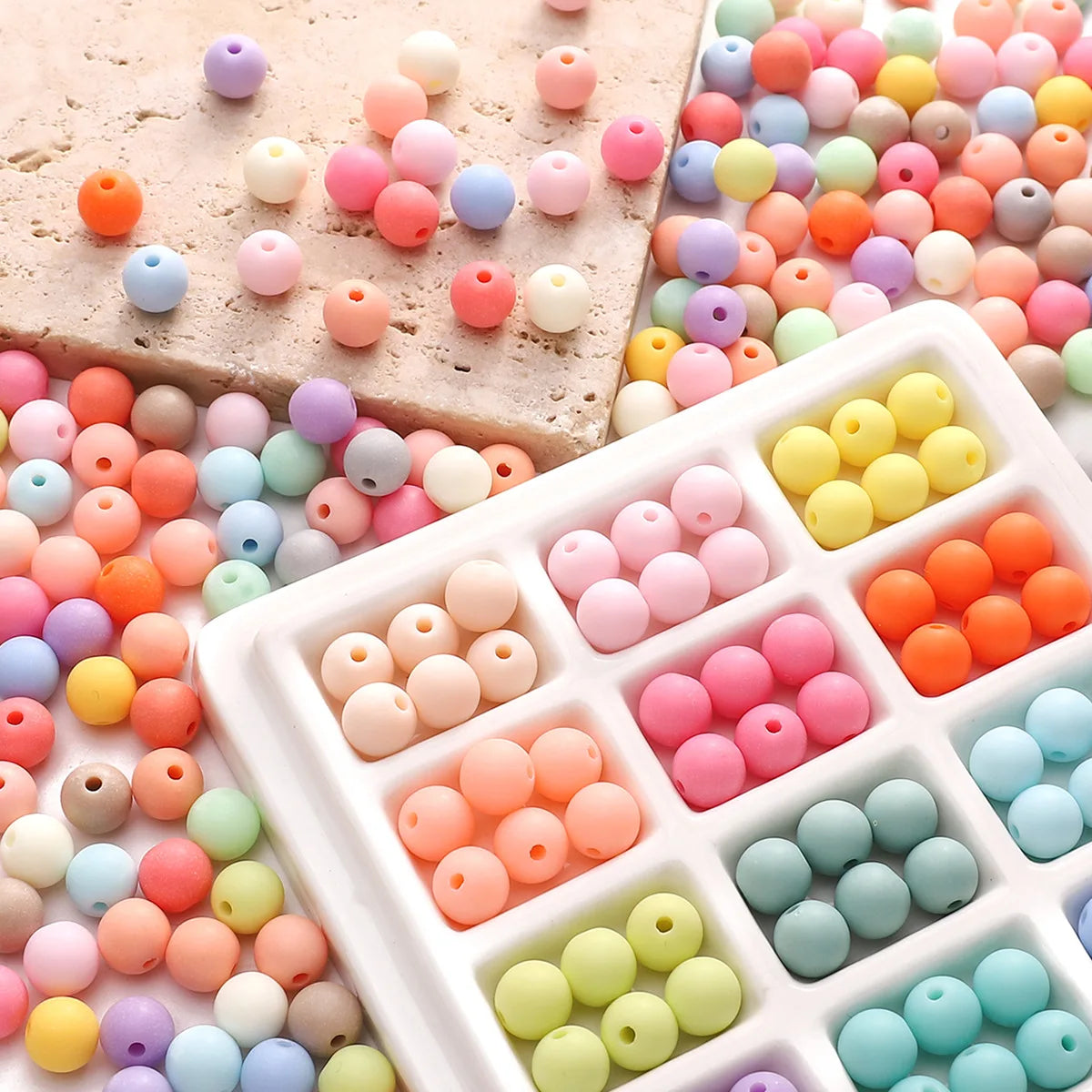 100pcs 8mm 10mm Plastic Bubble Beads Charms Acrylic Frosted Round Ball Beads for Jewelry Making