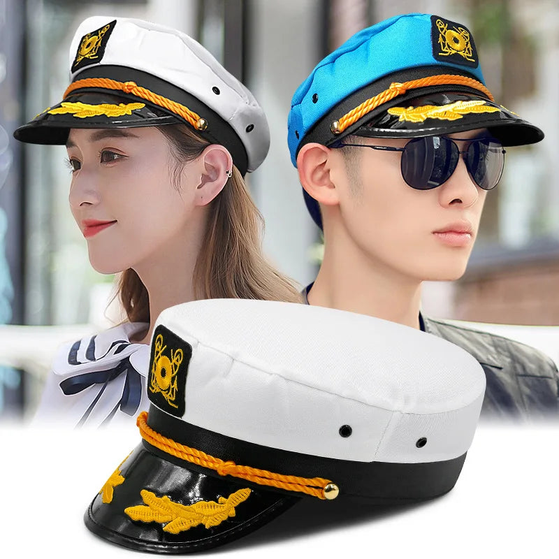 Wholesale High Quality Funny Party Embroidery Sailor Navy Captain Hats Costume Accessory Adult Captain's Yacht Sailors Hat