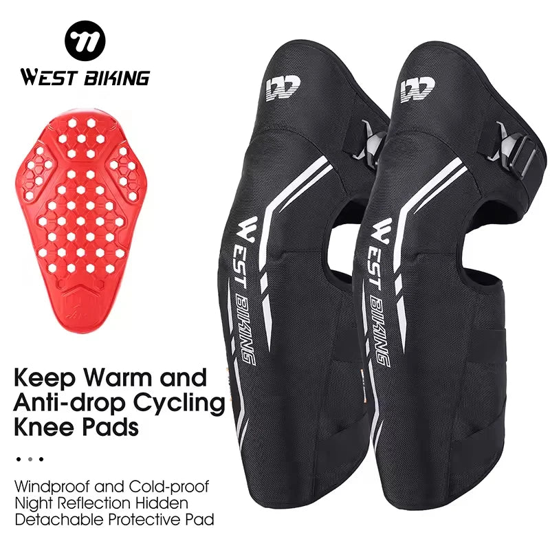 WEST BIKING Winter WIndproof Thermal Cycling Bicycle Knee Pads Leg Cover Anti-Drop Waterproof  Motorcycle Protective Pad