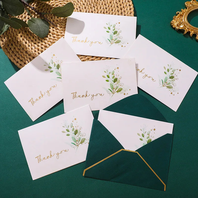 New Style Gold Stamping Flower Thank You Greeting Cards Teacher Mother's Day Custom Thank You Card With Envelope