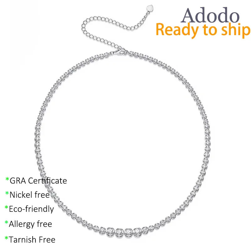 Custom Pass Diamond Tester Moissanite Necklace 925 Sterling Sliver Gradual Change Size Moissanite Tennis Link Chain Necklace