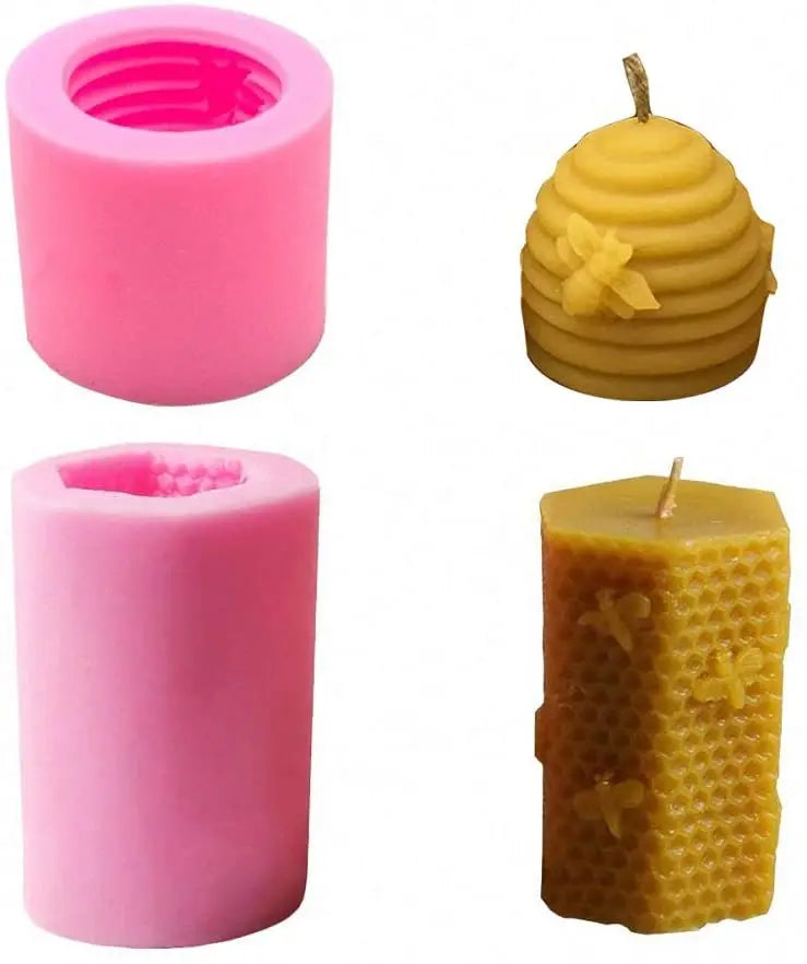 Bee Honeycomb Beehive Mold for Homemade Beeswax Soap Hand Lotion Bars Crayon Wax Melt Hives Candle Silicone Mold for Candle